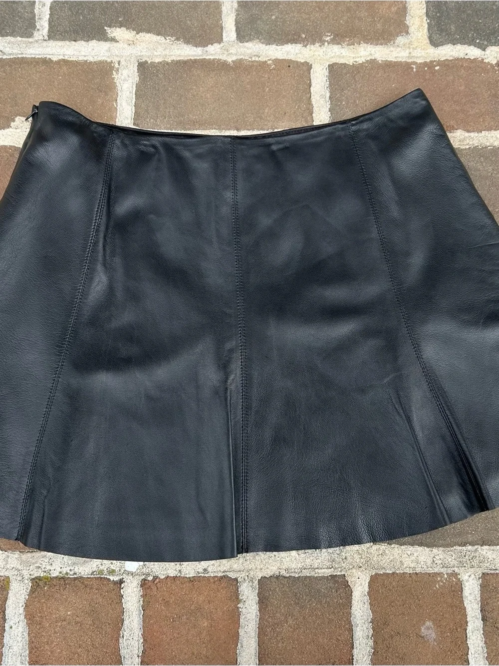 Victoria's Secret Black Lambskin Leather A-Line Twirly Mini Skirt y2k 12 - Picture 2 of 7